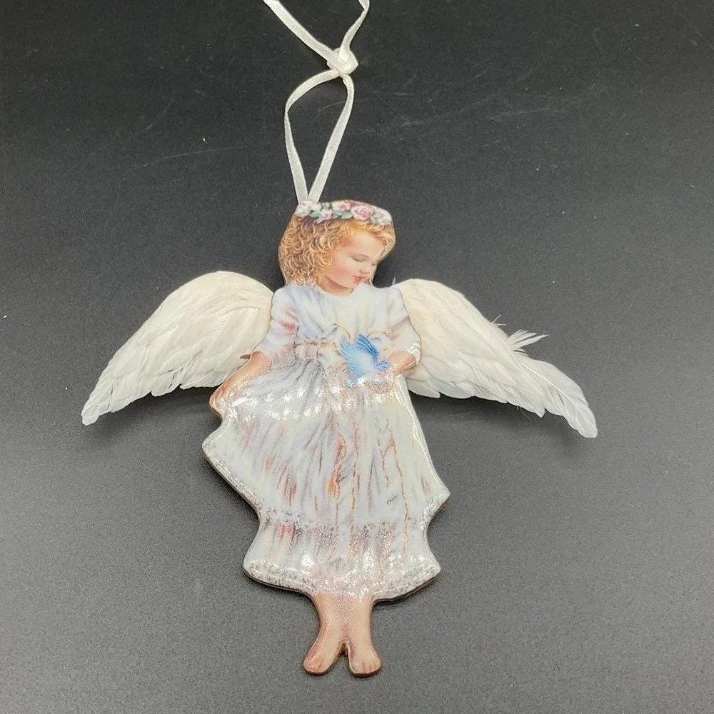 Vintage Bradford Christmas Porcelain Angel Ornament Gentle Guardian‎  Gelsinger